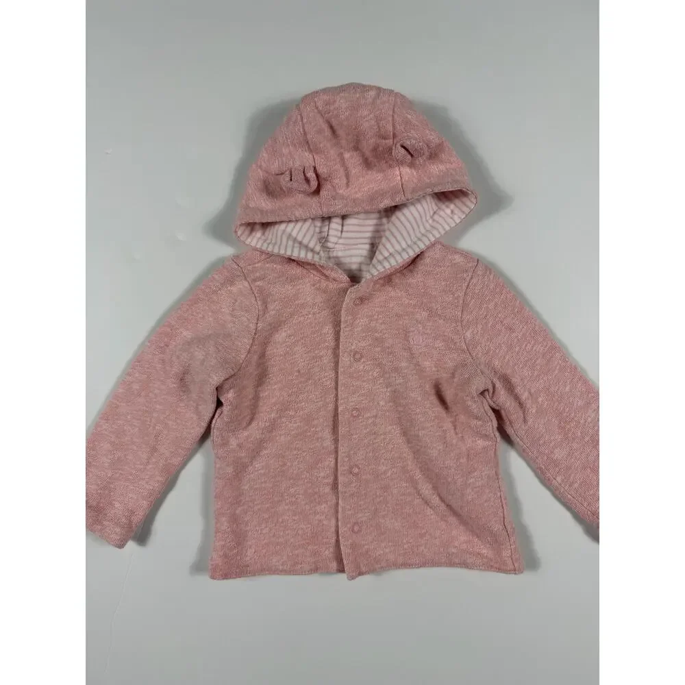Baby Gap Reversible Bear Hoodie Pink 6-12 Months